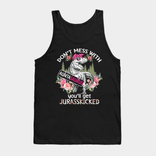 Don't Mess With Auntasaurus T Shirt Funny Family Shirts for Xmas Tank Top